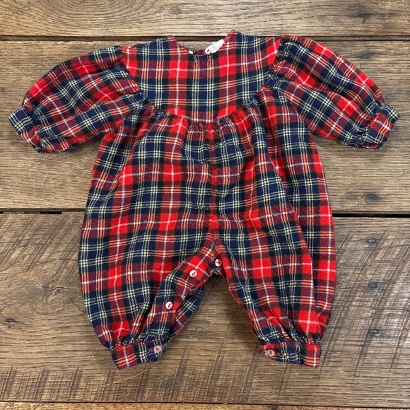 Vintage Pappa & Ciccia Romper 100% Wool Plaid Buttons Size 6 months - Picture 1 of 8